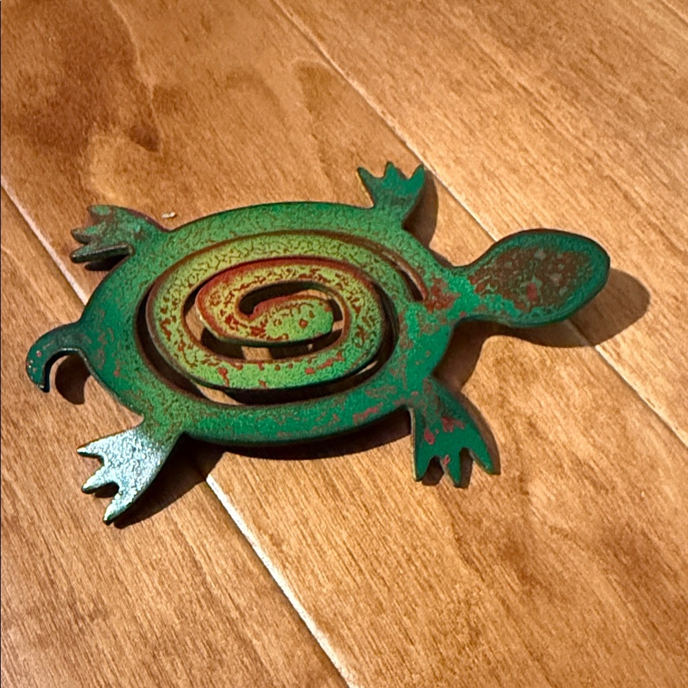 Green Metal Turtle Decor